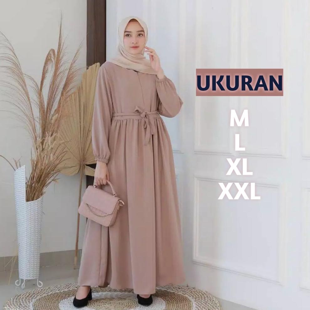 MLN.12My22υ– Gamis Wanita Baju Gamis Remaja Aresa Dress Gamis Polos Atasan Wanita2021 Gamis Polos