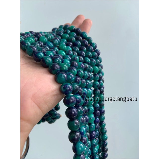 batu 10mm blue green chrysocolla bahan rangkai akik bacan biru hijau