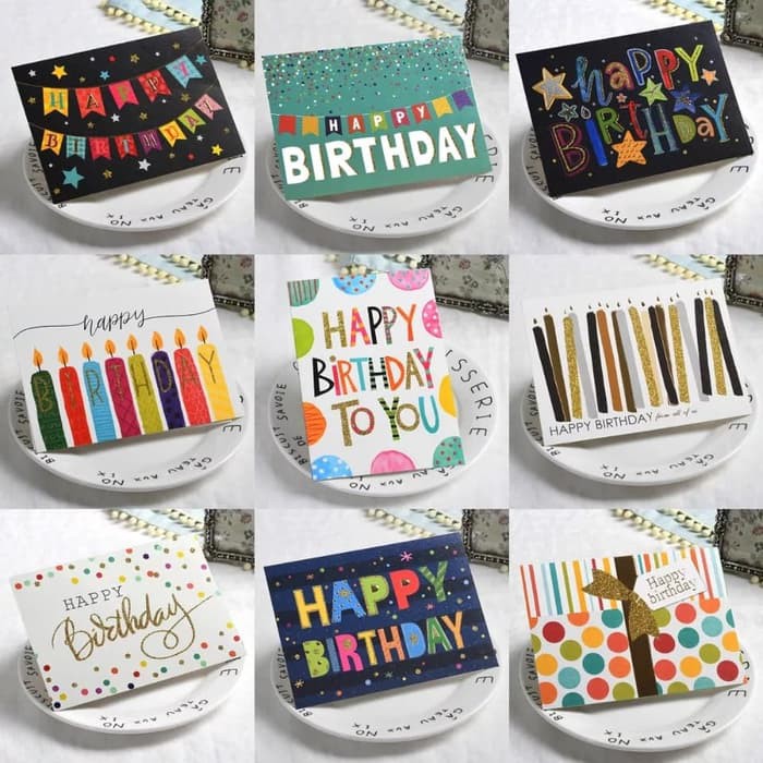 

Happy Birthday Card uk 9 x 12 cm 12 bh tanpa amplop