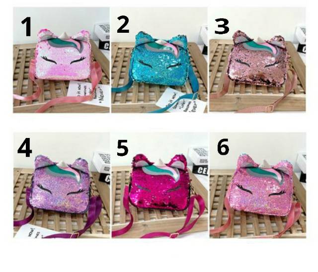 Tas selempang unicorn/sling bag unicorn sequin (berubah warna)