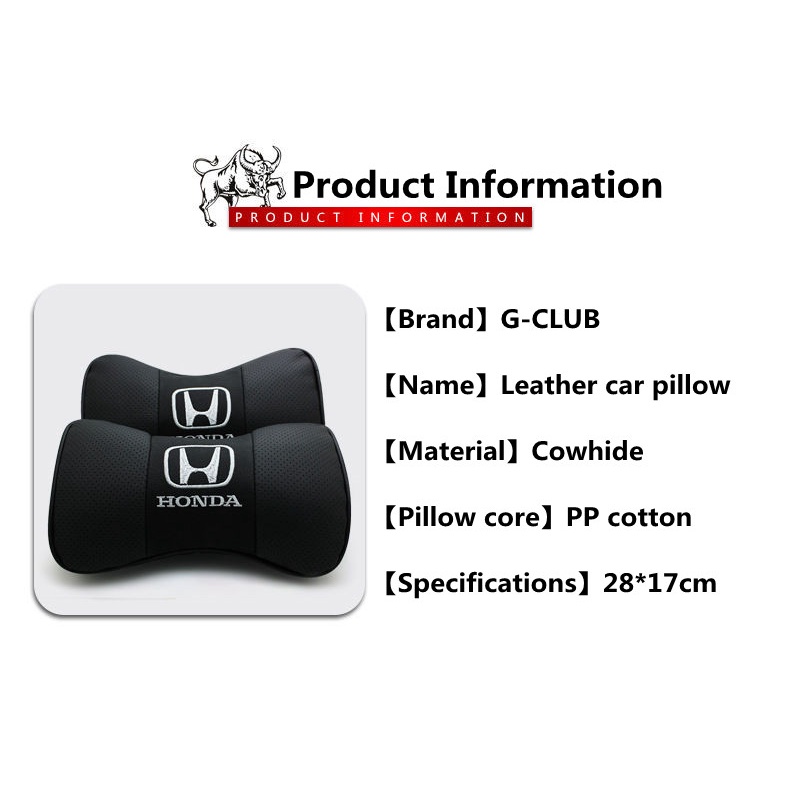 G-club Bantal Sandaran Kepala Jok Mobil universal Bahan Kulit breathable Untuk Honda