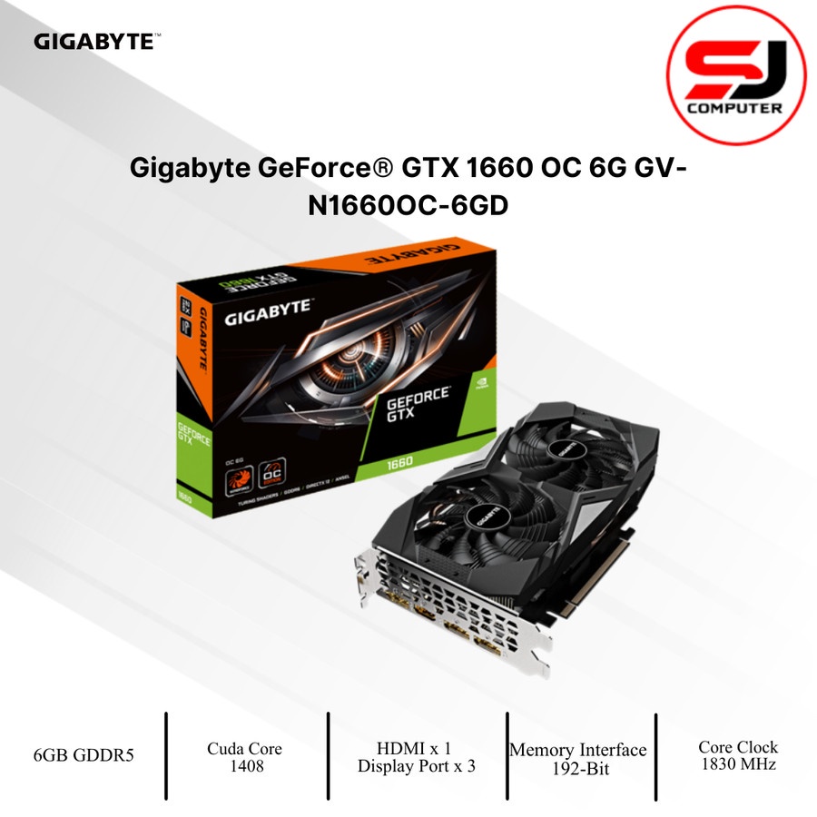 VGA GIGABYTE GeForce GTX 1660 OC 6G GV-N1660OC-6GD GTX1660