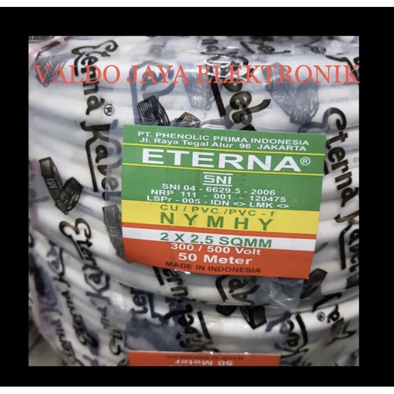 Kabel Listrik ETERNA Serabut 50Meter NYMHY 2x2.5 Kabel Serabut ETERNA NYM-HYO 2x2,5