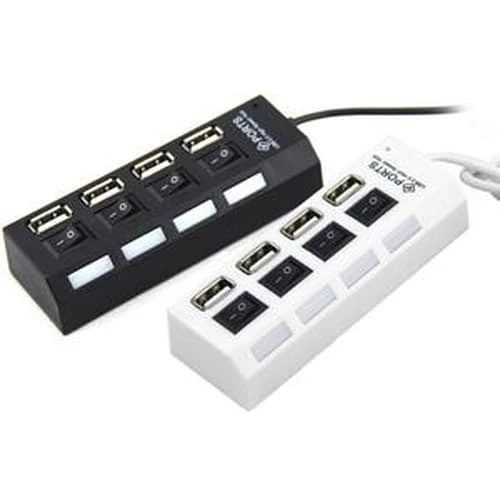 USB Hub 4 Port Hi-Speed 2.0 USB HUB Saklar Blue LED On Off 4 Lubang Support Data Transfer