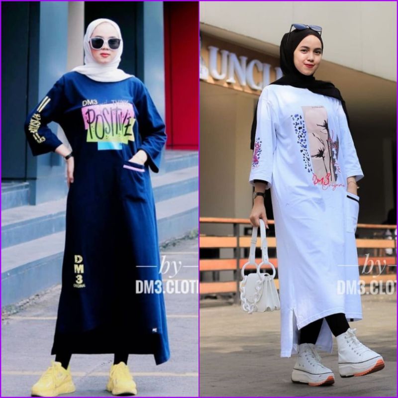 LONG TUNIK OVERSIZE WANITA MODEL DM3 KEKINIAN HITS COMBED ORI