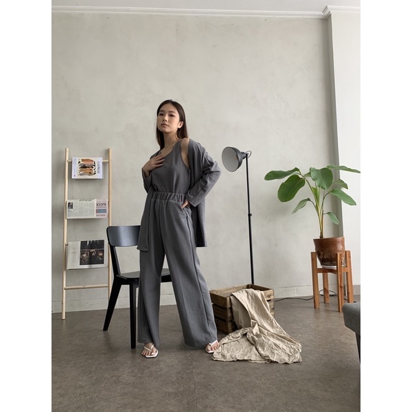 Gabrielle 3 in 1 Long Set-Grey steel