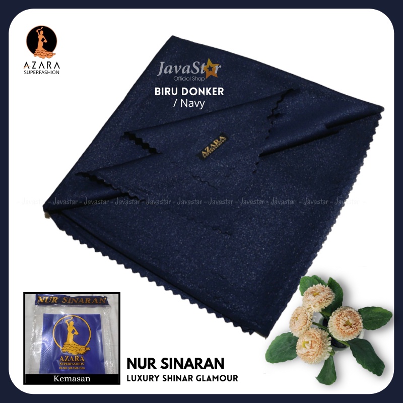 (GROSIR COD) Jilbab Azara luxury NUR sinar glamour Laser Cut kerudung hijab segiempat glowing-Navy / Biru dongker