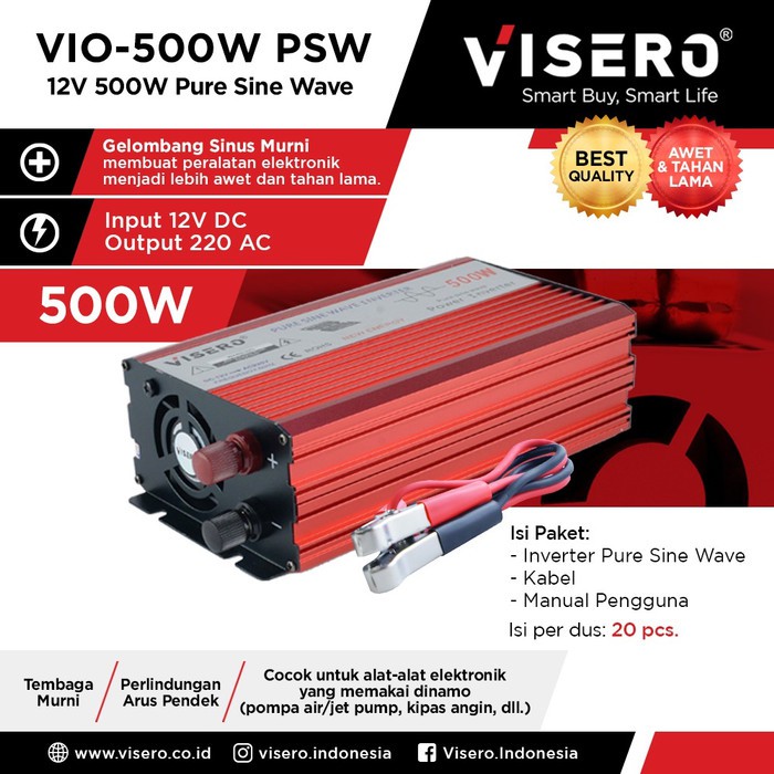 Power Inverter 12V 500W Pure Sine Wave (VIO-500W PSW)