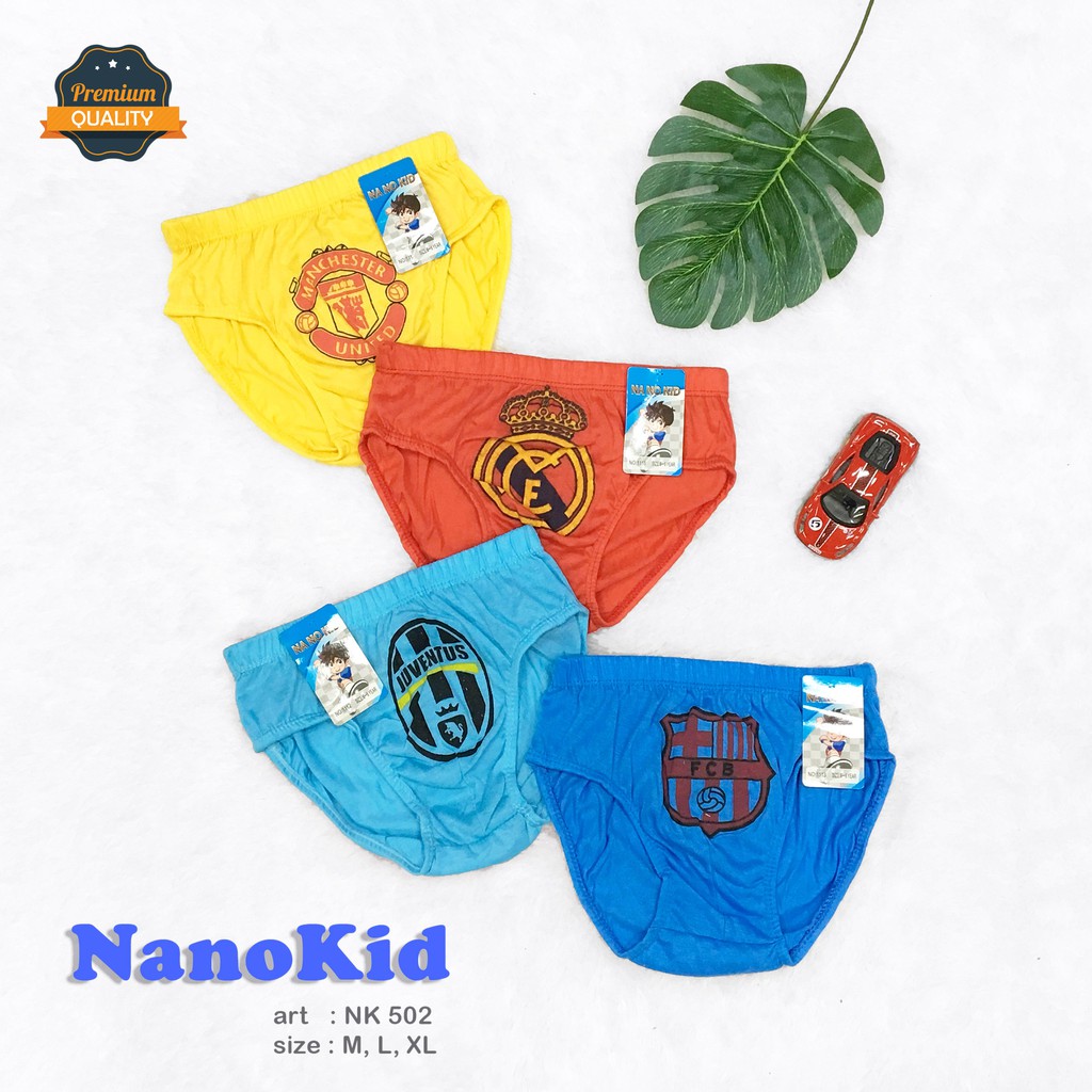 NANOKID | Celana Dalam Anak Cowok Club Bola / Sablon / art NKK 502