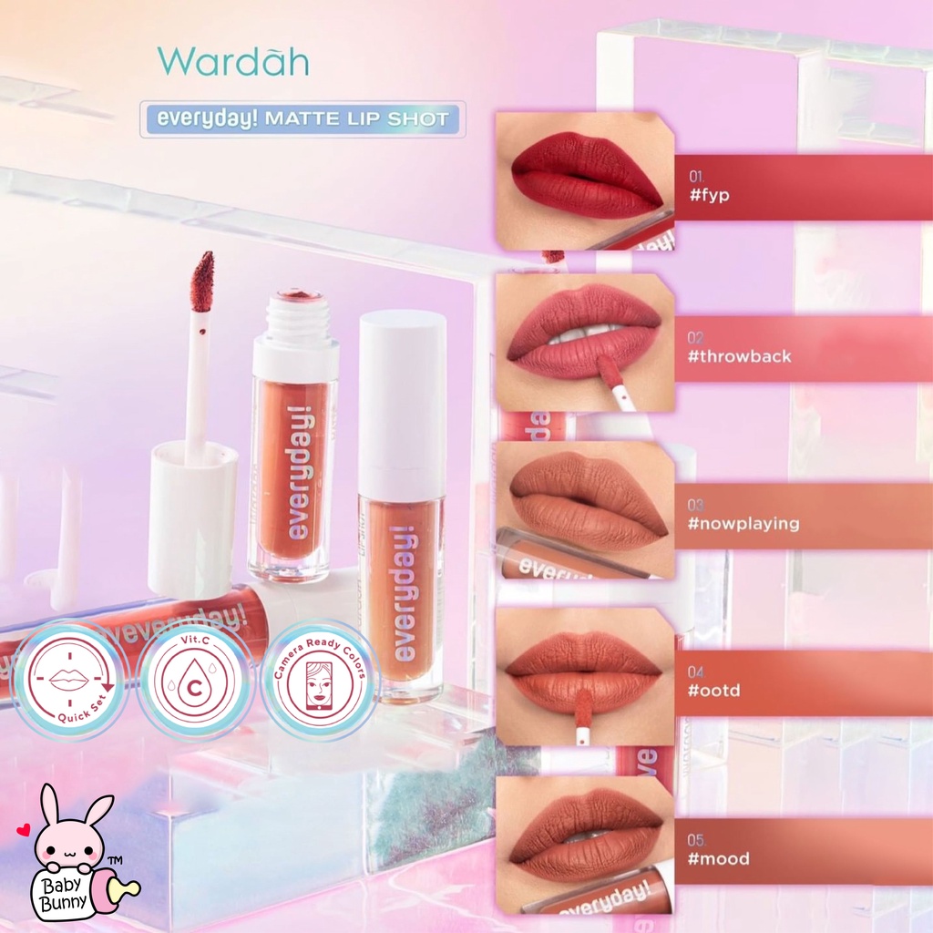 ❤ BELIA ❤ WARDAH EveryDay! Matte Lip Shot | Lip Cream | Lip Tint | Lip Stain | Quick Set | Lip Matte | Baby Bunny | BPOM