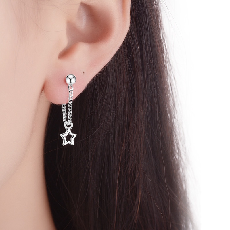 We Flower Anting Rantai Rumbai Menjuntai Bahan S925 Silver Bentuk Bintang Gaya Korea Untuk Wanita