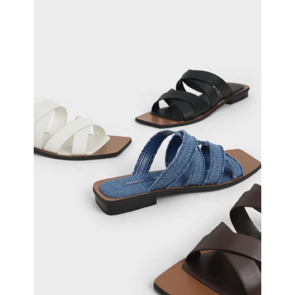 [7.7 Boombastis Sale⚡] - SANDAL WANITA CKS444 CROSSOVER TEXTURED FLAT SENDAL BRANDED PREMIUM IMPORT