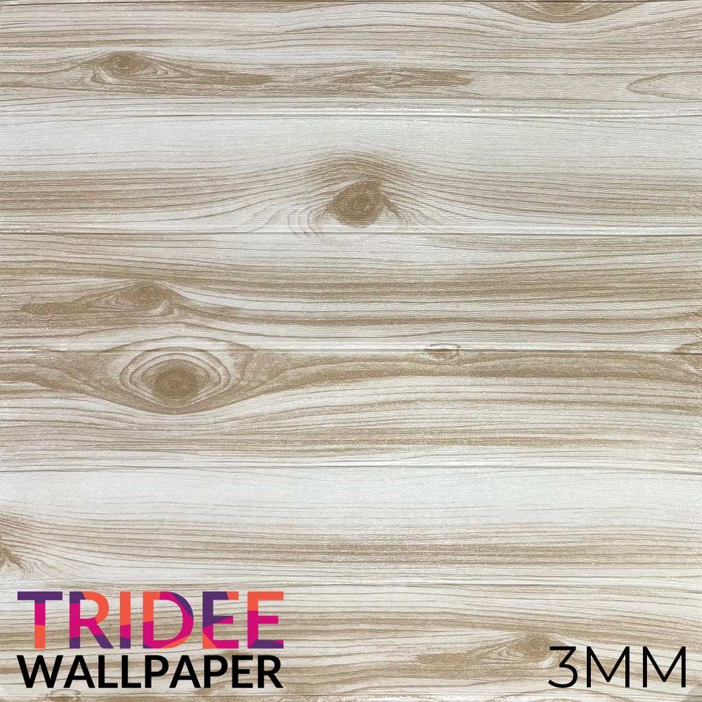 Wallpaper Foam 3D Kayu | TRIDEE STRIPE WOOD | Putih Cream | Wallpaper Dinding