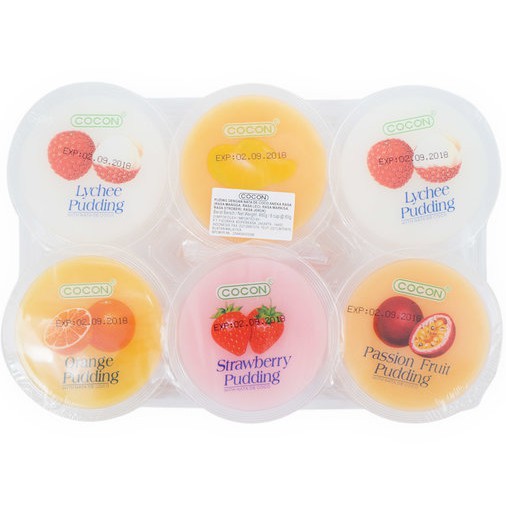 [HALAL] Cocon Nata De Coco Mix Flavored Pudding  6 x 80g (Mango, Lychee, Passion Fruit, Strawberry, Orange)