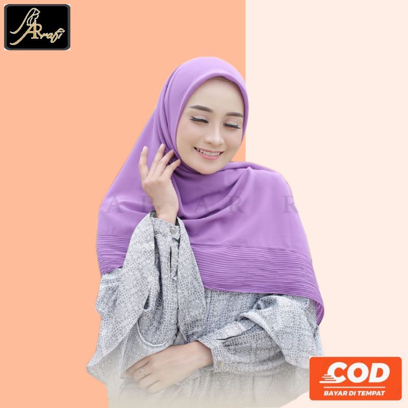 AR 418 jilbab hijab kerudung krudung kudung segi empat arrafi jumbo Syari ceruty plisket pliskit kek