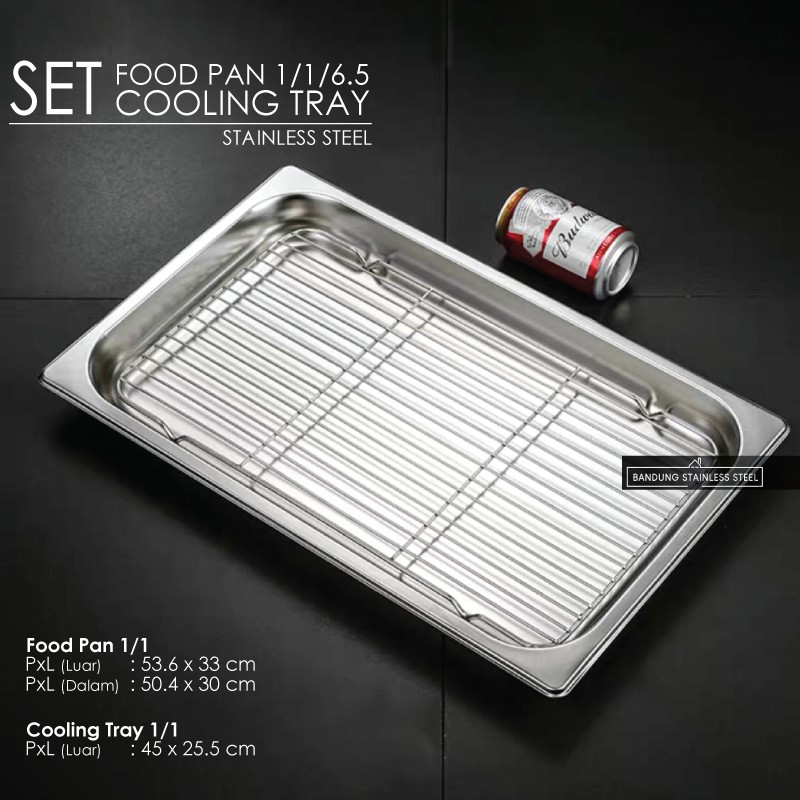 Cooling Tray SET Food Pan 1/1 Tatakan Saringan Peniris Minyak Panggangan Multifungsi Medium Large