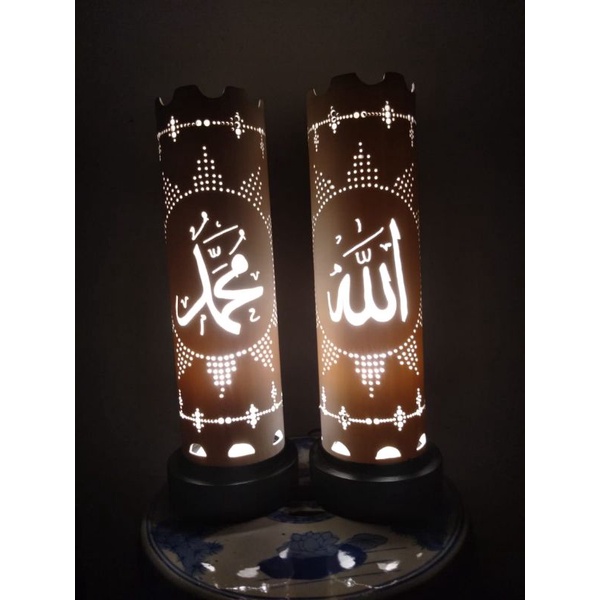 lampu hias ukir motif allah muhammad