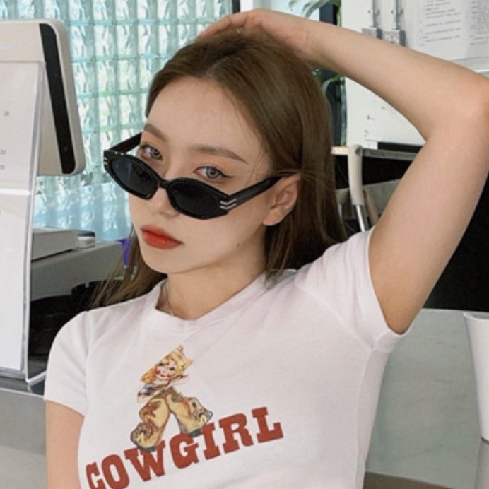 2021 European and American fashion small frame irregular hip hop ins retro cat eye sunglasses