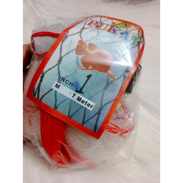 pukat ikan/jaring ikan jadi siap pakai termurah 7meter/Pukat Jaring Ikan/Pukat Ikan Jadi 7mtr 1 1½ 1