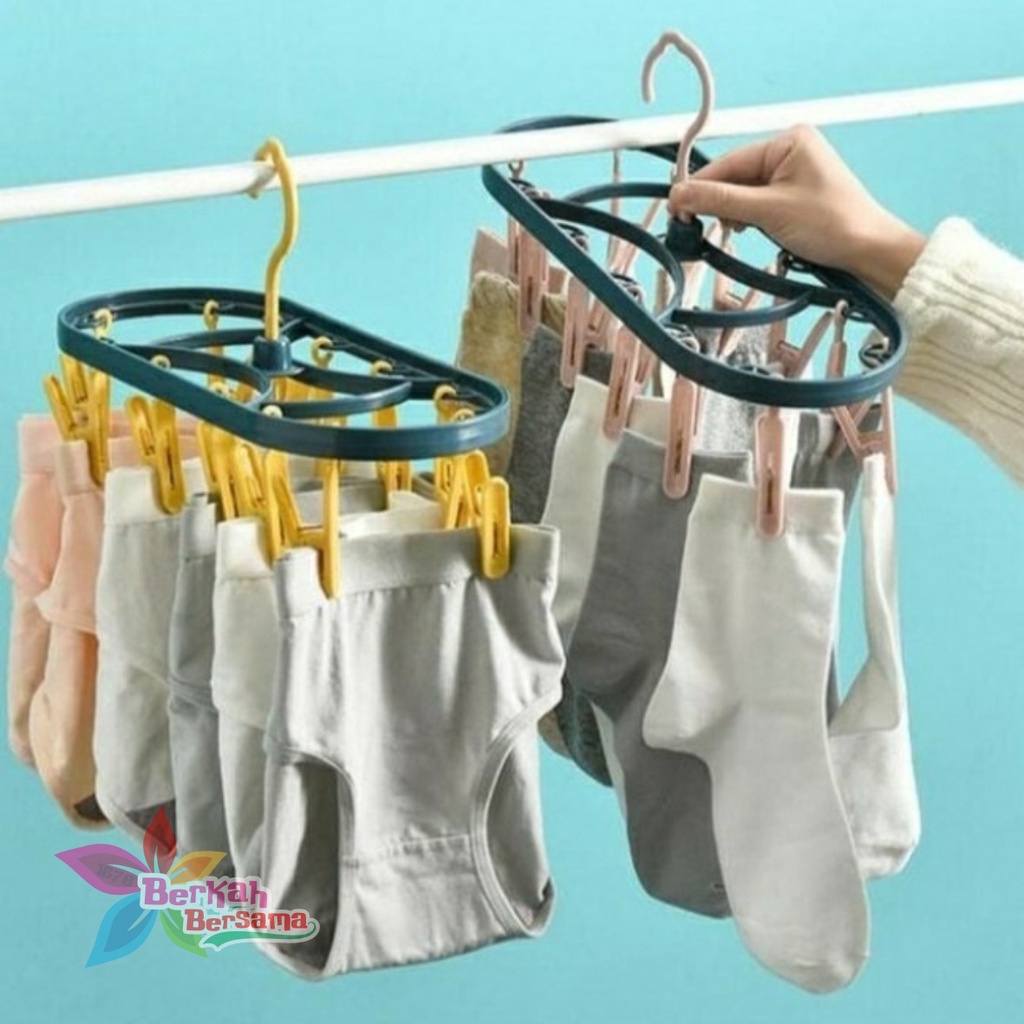 RT52 gantungan hanger hook jepit jepitan jemuran jemur baju kaos kaki jepit 12 klip BB6115
