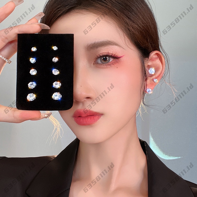 Anting clip on magnet Single non Berlubang Untuk Wanita Dan Pria Aksesoris Berlian glitter Korea