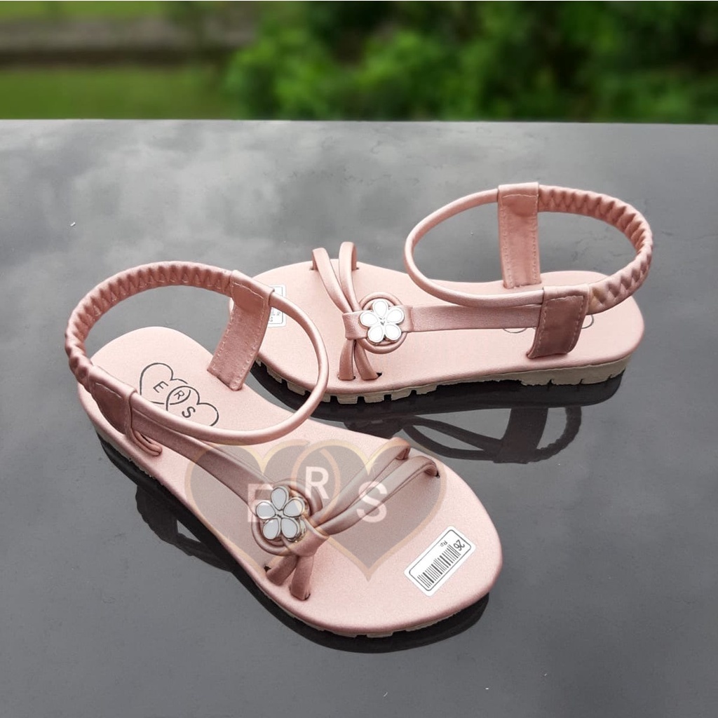 TOKOERS SDP11-2630 Sandal Tali Anak Perempuan umur 4 5 6 tahun - Sol Karet Anti Slip Motif Bunga
