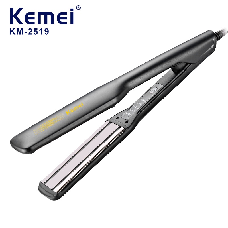 Kemei Km-2519 Pelurus Rambut Portabel, Alat Catok Datar Profesional Kontrol Suhu 5 Kecepatan