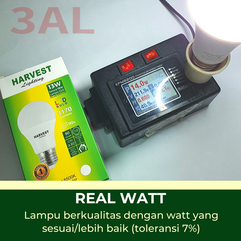 13W - Paket Isi 3 - HARVEST LIGHTING Lampu Bohlam LED A Bulb  13 Watt Lampu Hemat Energi Original Bersertifikasi SNI dan Bergaransi