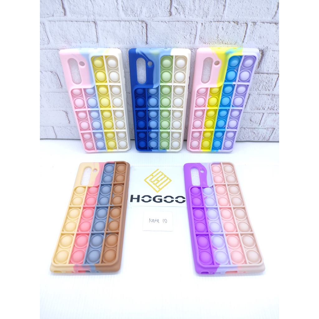 SILICONE CASE POP IT SAMSUNG NOTE 10 - CASE PENGHILANG STRESS PUSH IT BUBBLE CASE RAINBOW