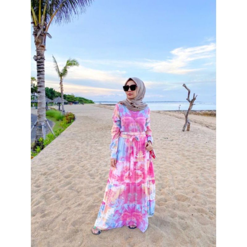 (Pesanan jangan di CO ya) PRELOVED Monel Tie Dye Dress Pink