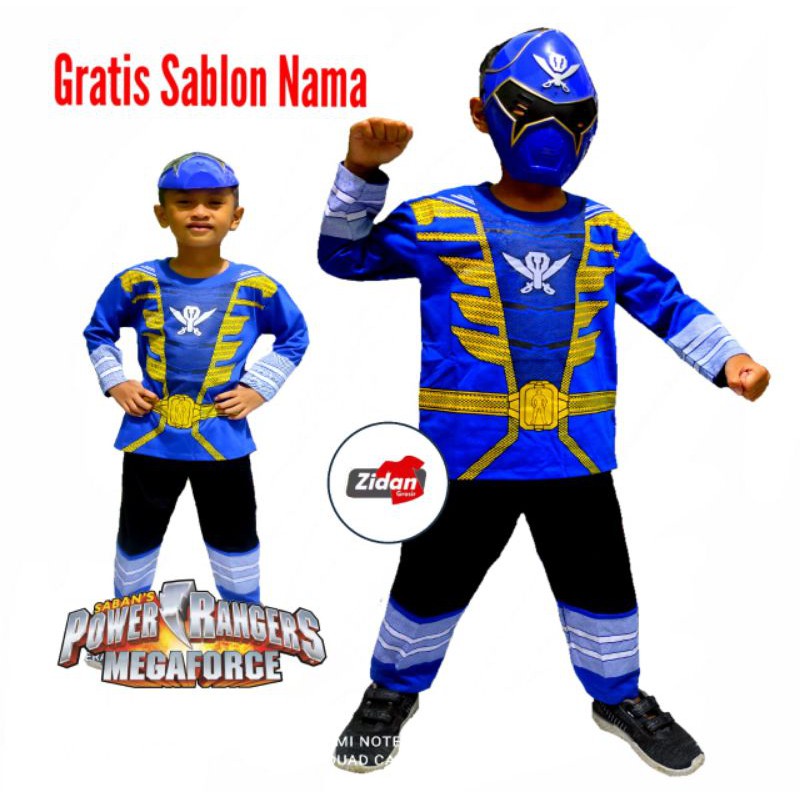 Kostum Power Ranger dan Topeng/Setelan Anak Power Ranger Gratis Sablon Nama