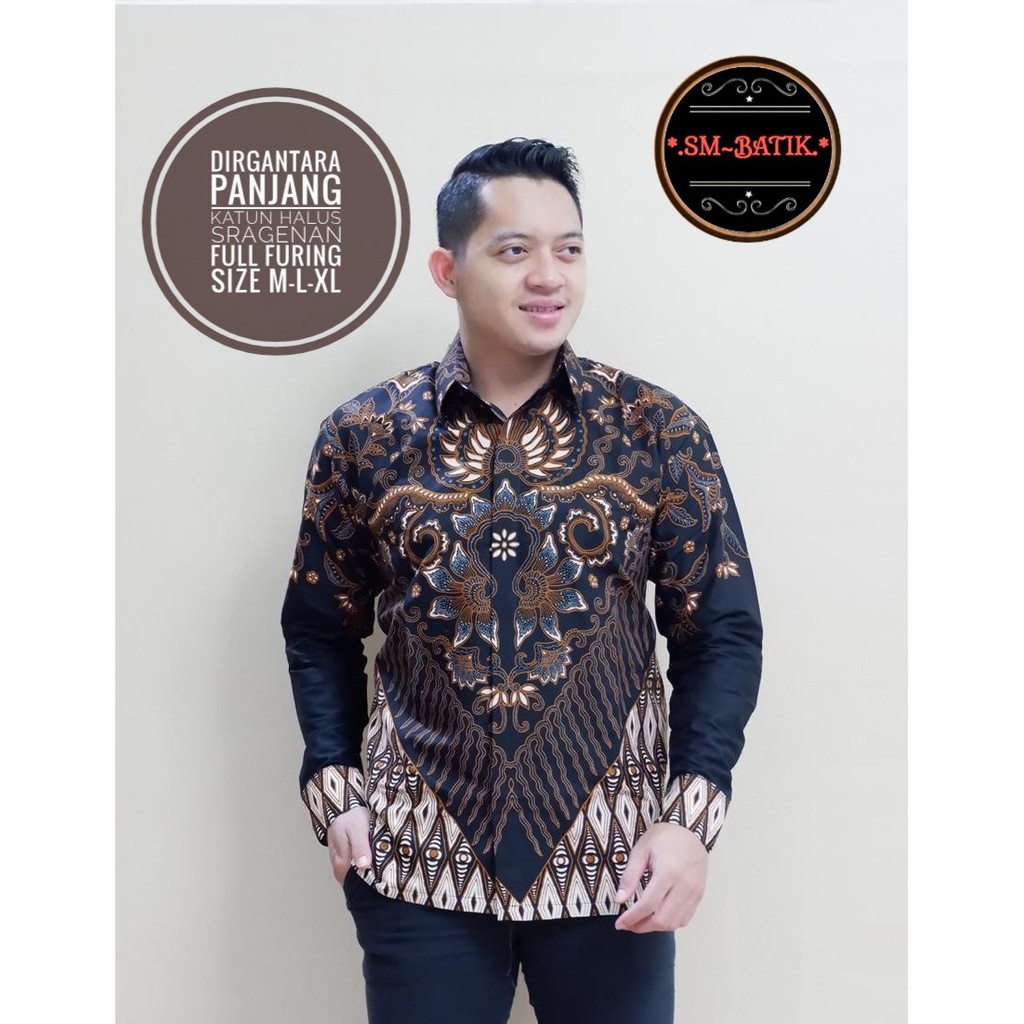 DIRGANTARA Kemeja Batik Pria Lengan Panjang Katun Halus FULL FURING SM Batik