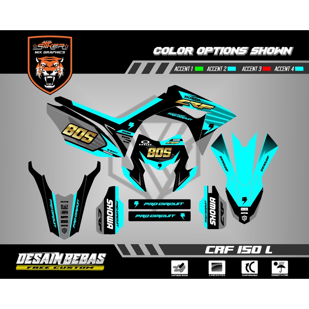 DECAL CRF 150 L BEBAS CUSTOME CRF 230/ CRF 250