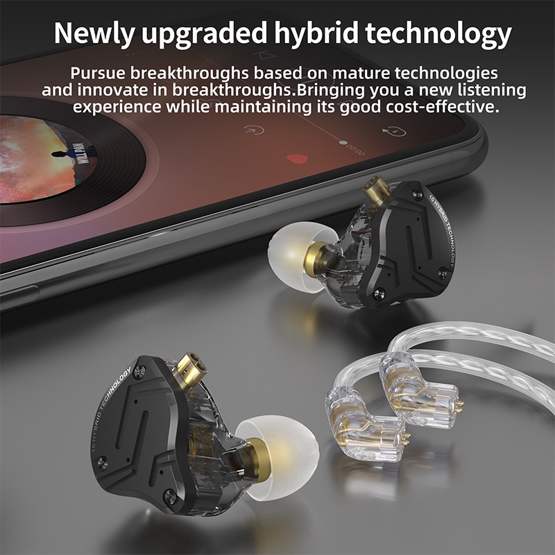 Kz ZS10 Pro X Earphone In Ear HiFi 1ddd + 5BA Hybrid Technology Bahan Metal