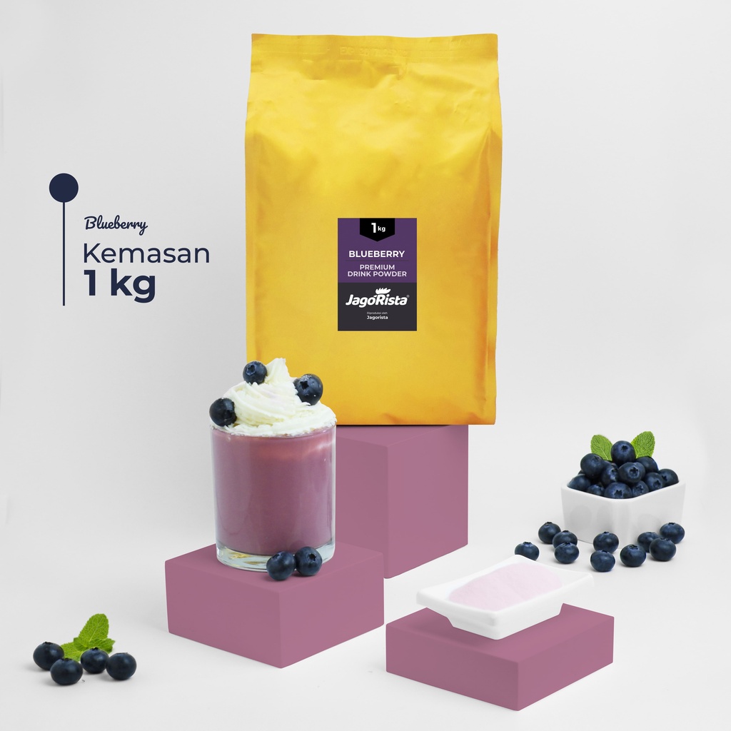

Jagorista - 1 KG Premium GOLD Blueberry ( Bubuk Minuman / drink Powder ) jr