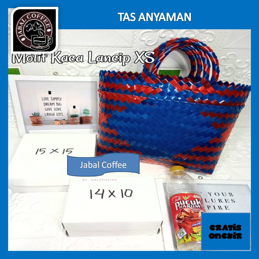 Tas Anyam Plastik Kaca Lancip Ukuran XS / Tas belanja Kecil Mini / Tas Anyaman Kaca Lancip 01