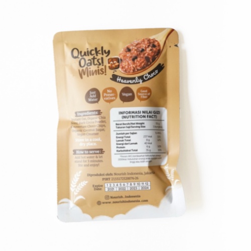 Quickly Oats! Minis! Instant Oatmeal Heavenly Choco Sachet 55gr