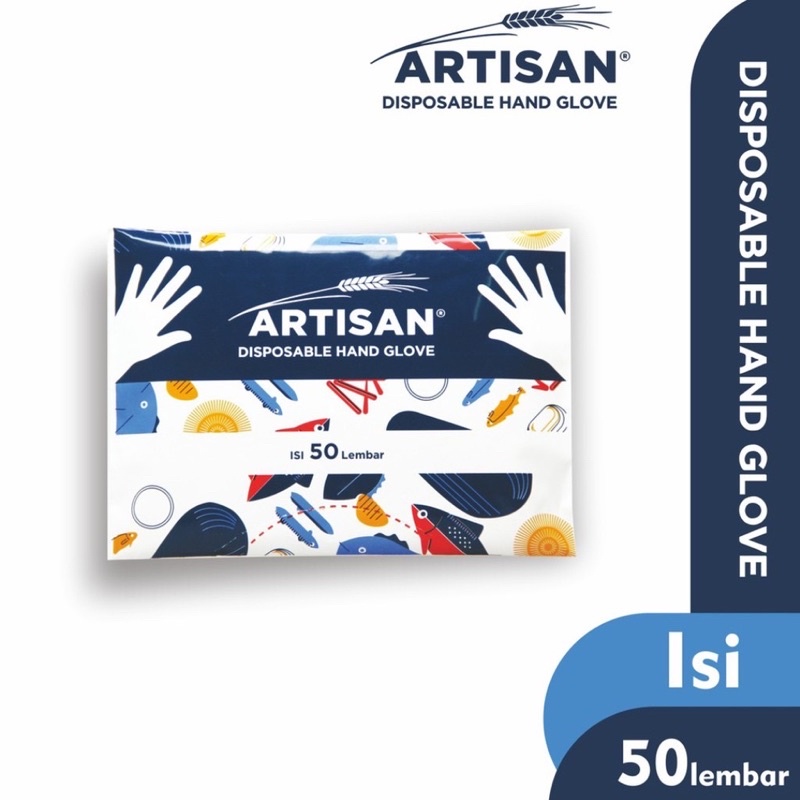 HCS - SARUNG TANGAN PLASTIK ARTISAN / HANDGLOVE DISPOSABLE PLASTIK isi 50 LEMBAR