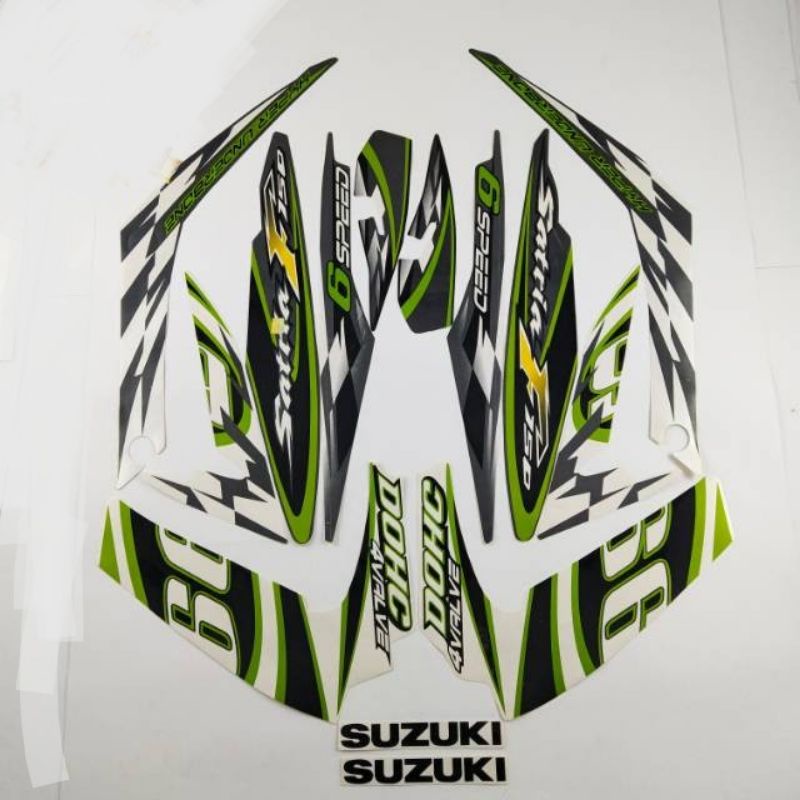 striping lis stiker standar ori satria Fu putih hijau 2012 stiker ori satria fu barong 2012