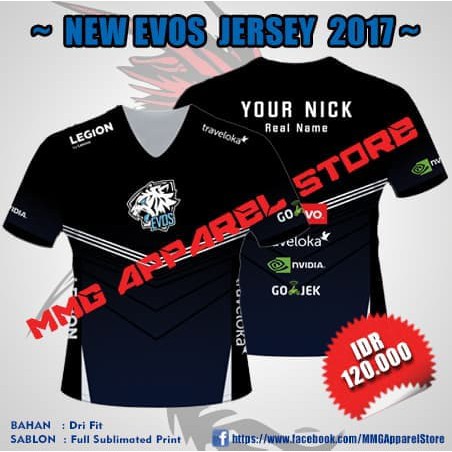 terbatas Jersey/Kaos Dota 2 Team Evos 2017 - Axtatex- XS-XL terpecaya