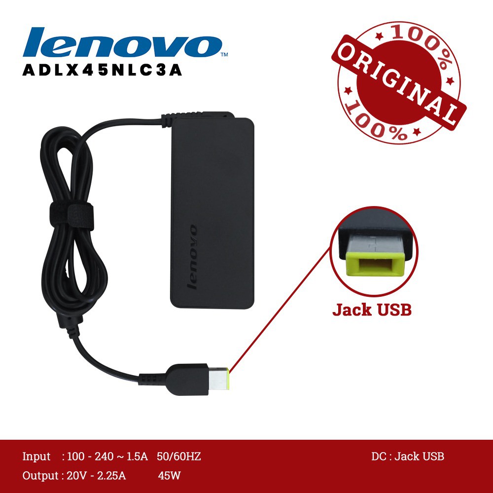 Adaptor Charger Laptop lenovo 20v-2.25A DC USB Square Mouth S210 S205