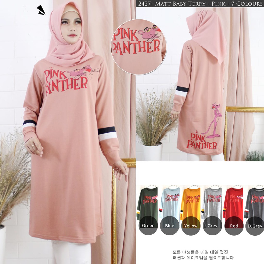 Kaos Wanita Panjang Pink Panther