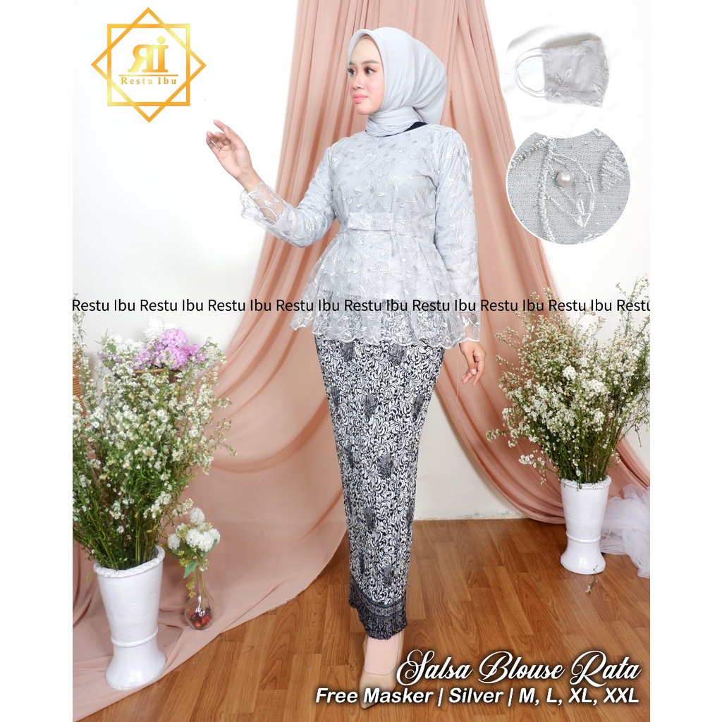 set kebaya SALSA BLOUSE RATA/setelan kebaya tulle salsa/kebaya mezaluna/kebaya wisuda/kebayatermurah