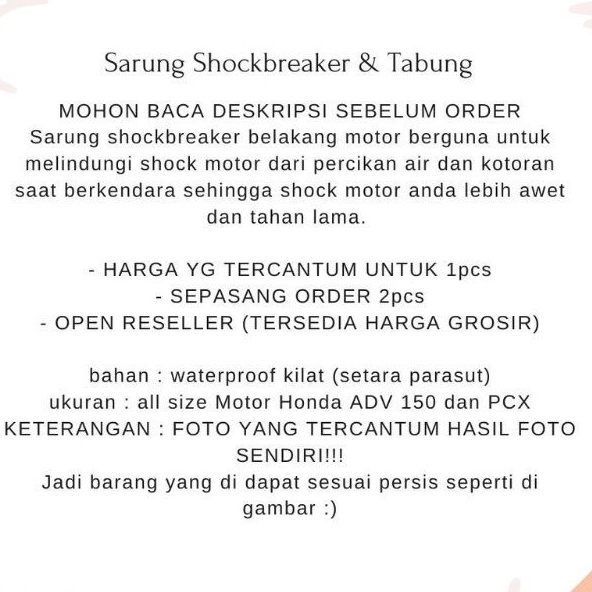 sarung shockbreaker pcx 160 Sarung Shock Belakang PCX 160