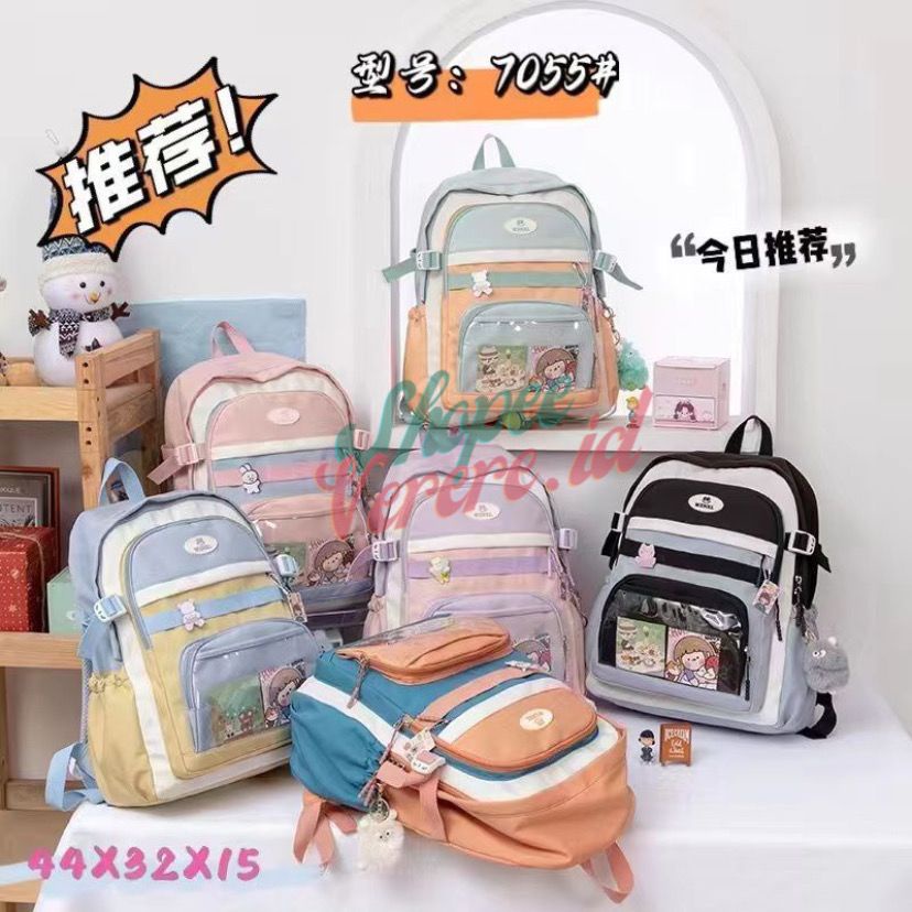 Backpack Korean Style Tas Punggung Tartan Tas Ransel Import Tas Punggung Wanita Tas Sekolah Pria Wanita 0351