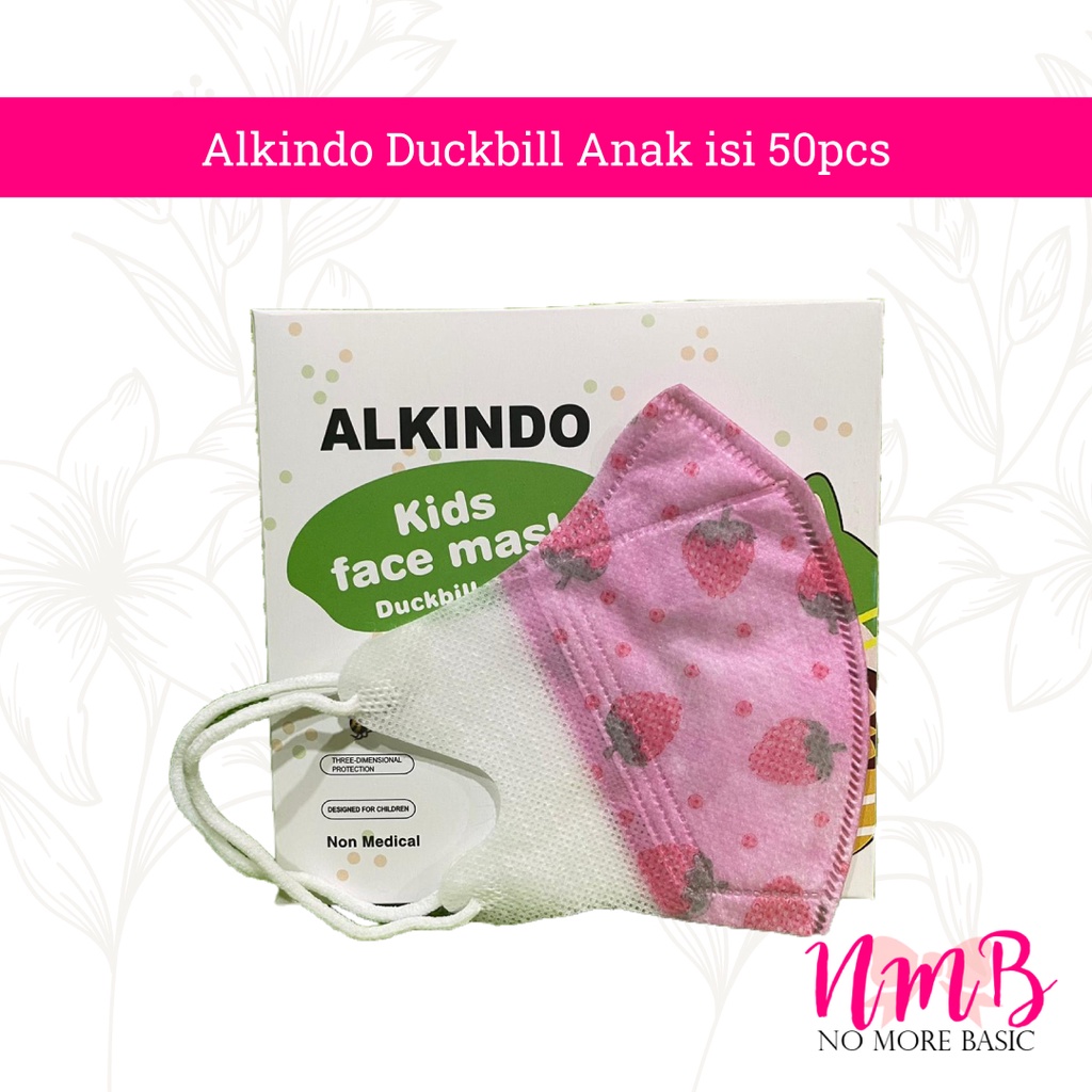 Masker 3 Ply Duckbill Anak Alkindo isi 50Pcs Masker 3ply Anak Duckbill 3D Alkindo Disposable Mask