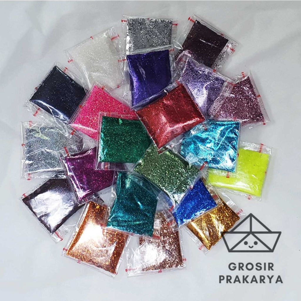 GLITTER WARNA 3gr Premium Serbuk Powder slime anak nail art gliter ombre bubuk bling resin kerlap kerlip tester prakarya jakarta cat clay sprinkle blink sparkle manik prakarya Tabur Warna Warni Eceran Sablon Pewarna Resin Pernak Pernik Bubuk DIY Kerajinan