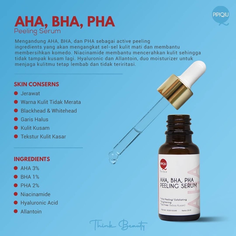 PIPIQIU Serum Gold Plus Vit C Hyaluronic Niacinamide AHA BHA PHA Peeling BPOM