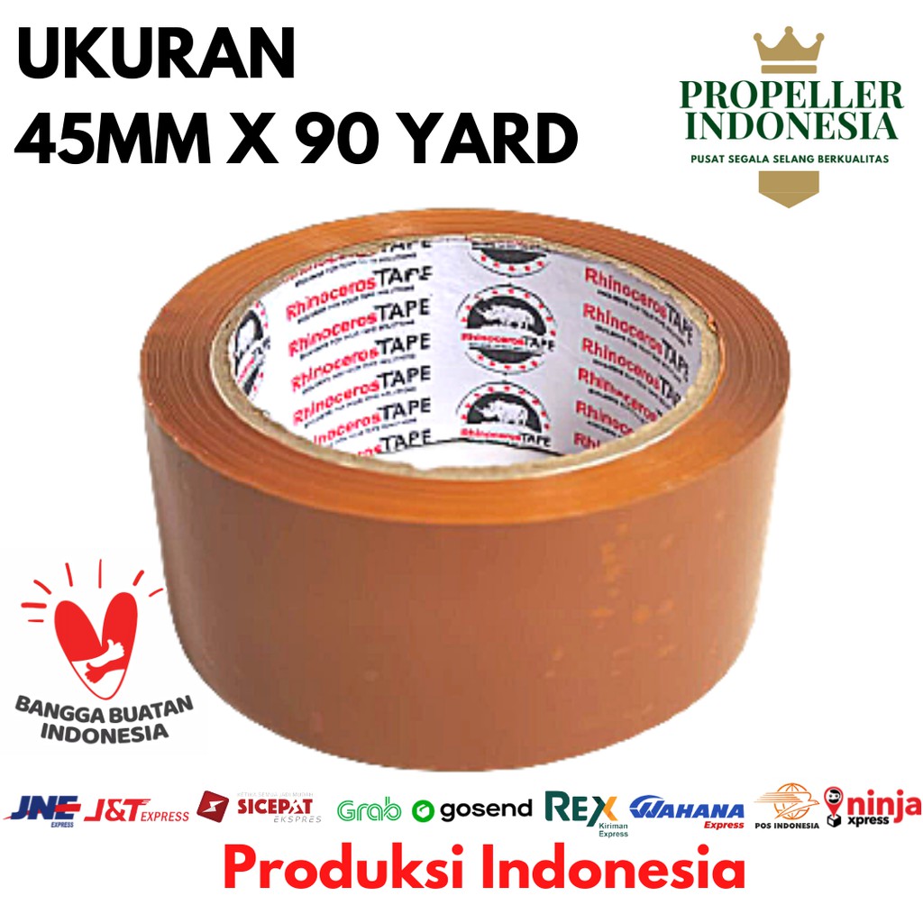 Lakban Coklat RHINOCEROS Tape Solatip Isolasi Warna 2Inch 45mm x 90 Yard