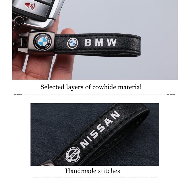 Anti hilang Gantungan Kunci kulit Mobil Keychain dengan logo Leather Motor Mobil Key Ring Toyota Honda Leather Key Ring Car Keyfob BMW